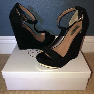Steven Madden t-strap platform wedges.